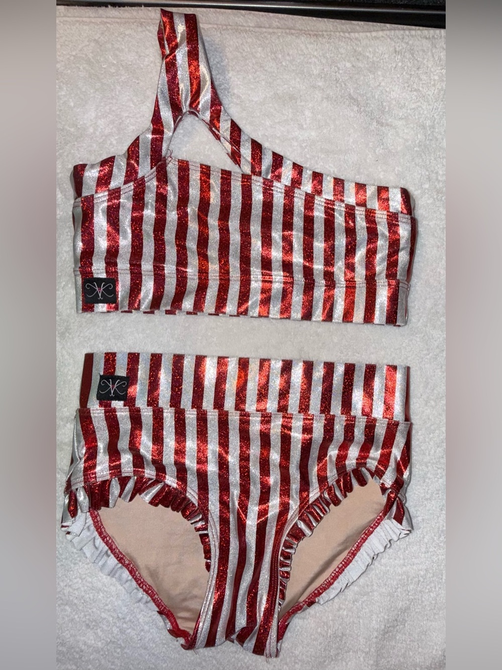 Kandi Kouture Dance Set Red/Silver/Striped/Christmas Size Adult Teen X-Small 0-2